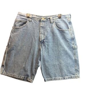 Wrangler Carpenter Shorts Mens 36 Blue Light Wash Denim Workwear 90s Utility VTG